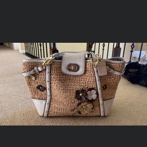 NWT Coach leather and straw bag.